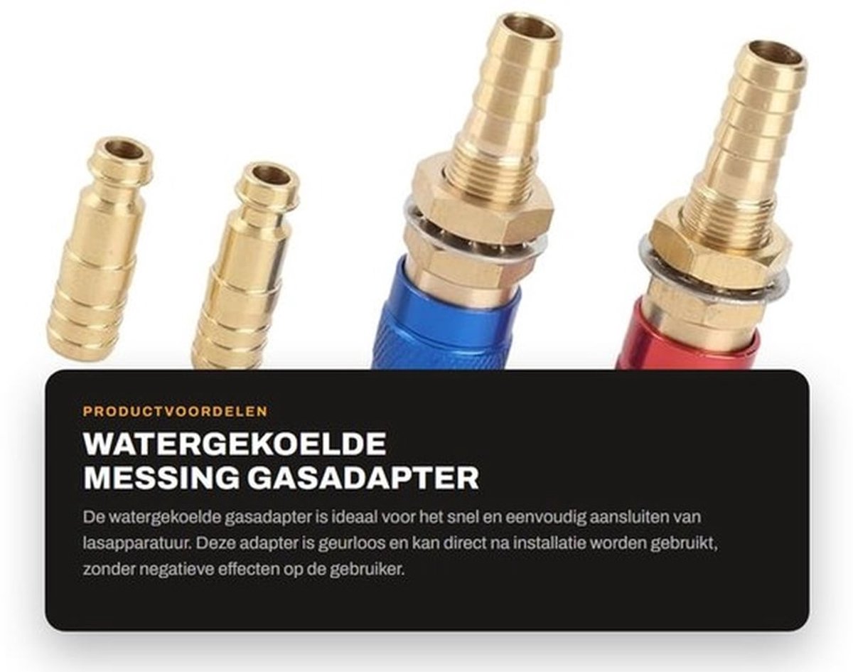 Watergekoelde Messing Gasadapter Snelkoppeling 10mm