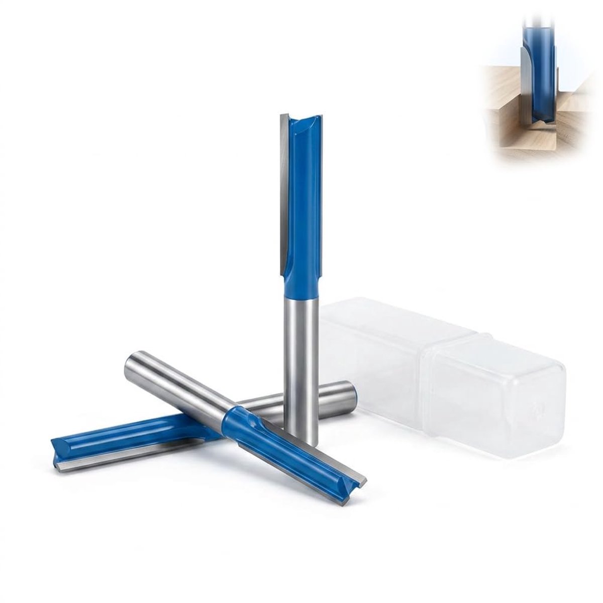 SnelShoppen - Routerfrees 8 mm Set van 3, Rechte Frees voor Massief Hout, MDF, Multiplex - 6 mm Dubbele Groef van Wolfraamcarbide voor Precisie Timmer