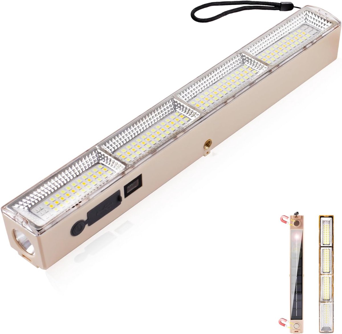 SnelShoppen - LED Werklamp, Oplaadbare Camping Lamp, 156 LEDs, 4 Modi, 4000 mAh, USB Oplaadbaar, 31 cm, Ideaal voor Werk, Camping, Vissen, Binnen en B