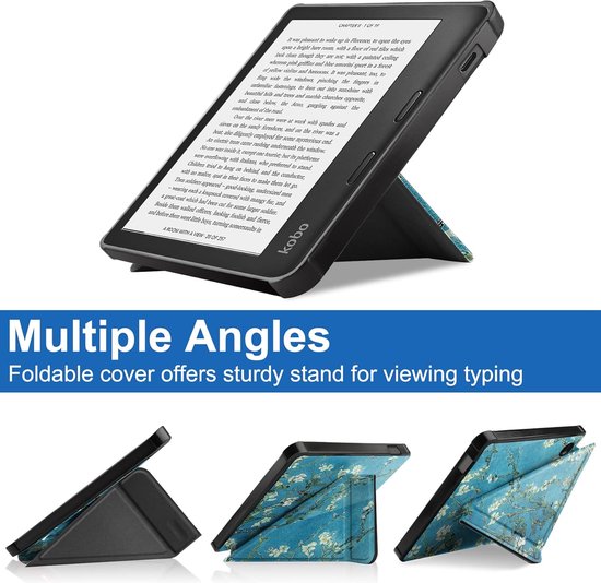 SnelShoppen - Shockproof Case voor E-book Reader Kobo Libra 2 - Vouwbare Stand Hoes met Magneetsluiting en Automatische Wake Functie - Premium PU Leer — afbeelding 2