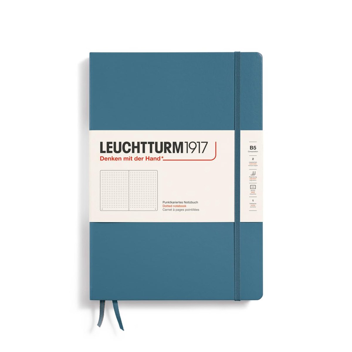 SnelShoppen - Notitieboek B5 Hardcover met Genummerde Pagina's, Dotted, 219 Bladzijdes, Steenblauw, Ideaal voor Notities, Journaling en Creatieve Proj