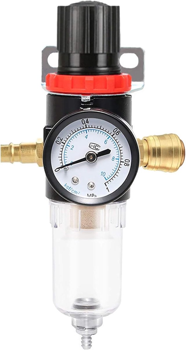 SnelShoppen - Water Separator Compressor Drukregelaar Pneumatisch voor Gecomprimeerde Lucht met Manometer tot 10 Bar