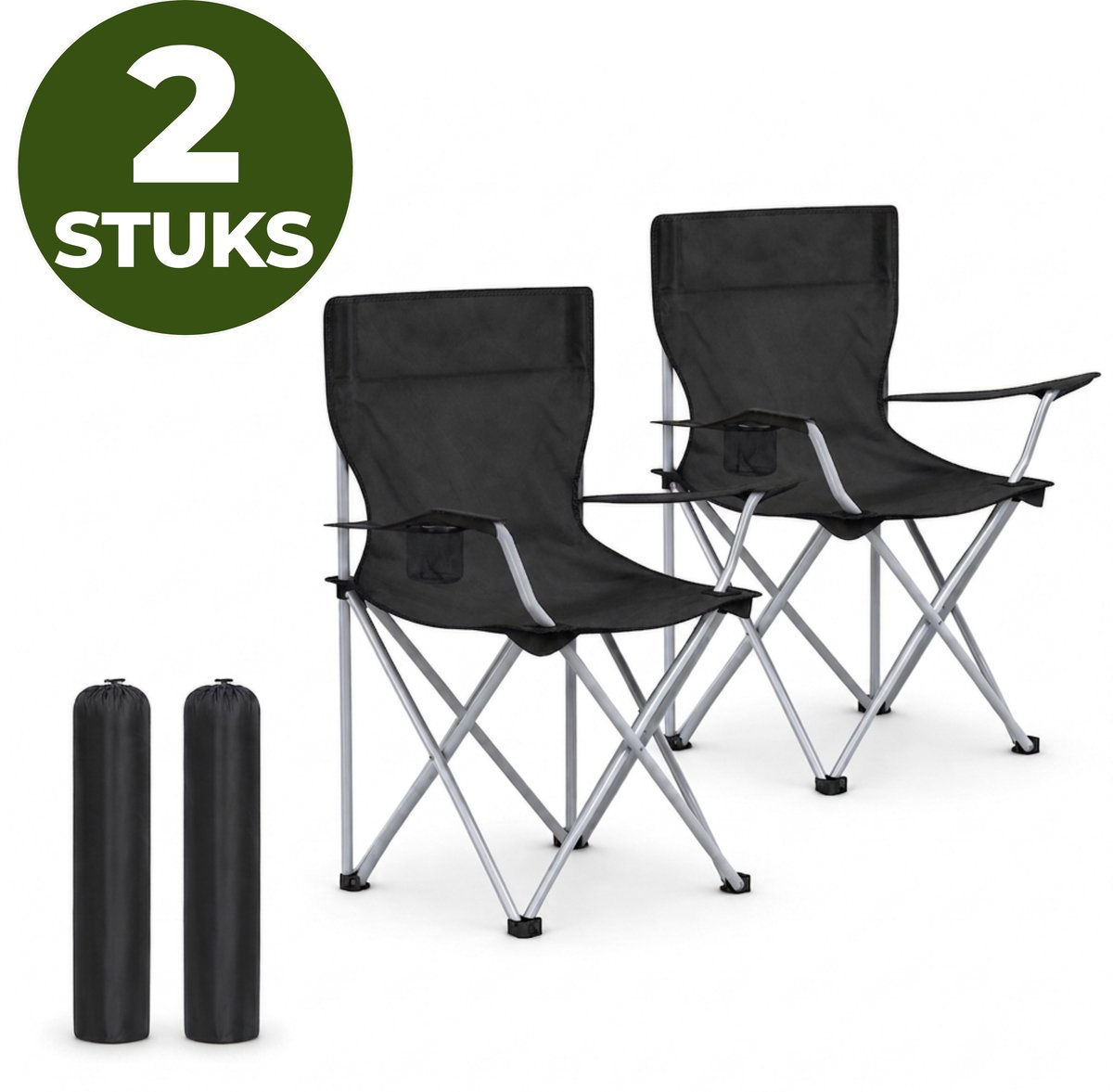 Bol.com ACAZA Campingstoelen Set van 2 - Campingstoel - Strandstoel - BASIC - Draagvermogen 120 kg - Klapstoel - Kampeerstoel - ... aanbieding