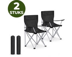ACAZA Campingstoelen Set van 2 - Campingstoel - Strandstoel - BASIC - Draagvermogen 120 kg - Klapstoel - Kampeerstoel - Vouwstoel - Camping - Strandstoel Opvouwbaar - Visstoel - Klapstoelen - Festival Stoel - Zwart