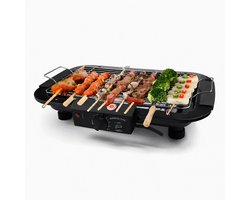 Elektrische grill – 2000W Tafelgrill met Thermostaat & Uitneembare Onderdelen – Draagbaar voor Buiten, Balkon & Tuin – Zwart