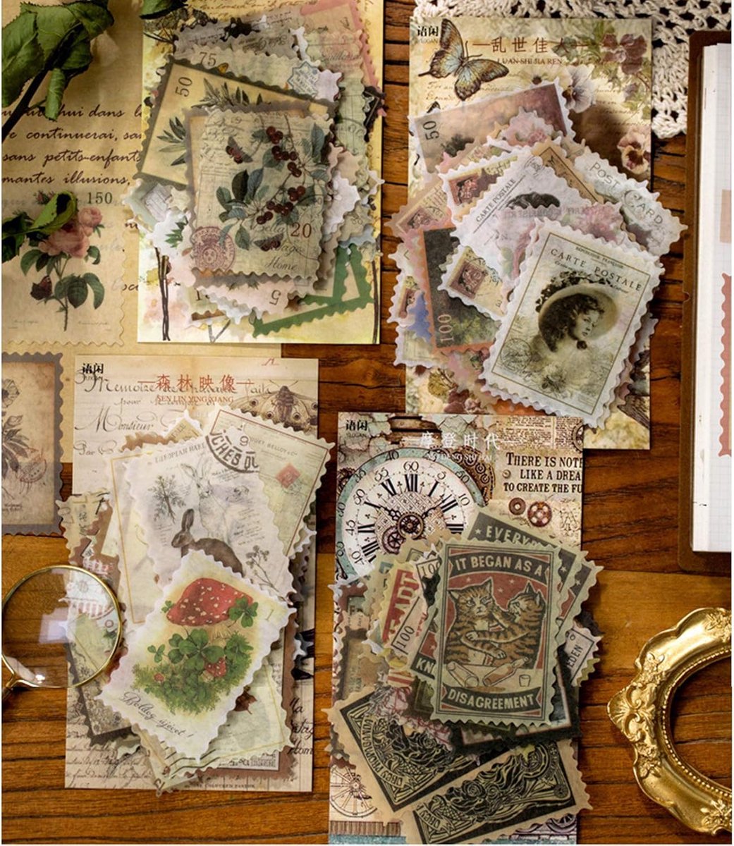 SnelShoppen - Vintage Stickers voor Scrapbooking, Notitieboek, Dagboek, Fotoalbum, DIY Decoratie, Hoogwaardige Japanse Papier, 240 Stuks, 47 x 67 mm