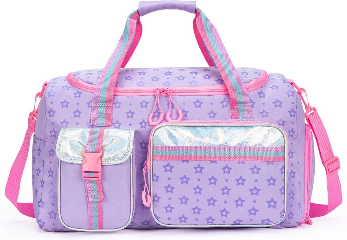 SnelShoppen - Travel Bag voor Kinderen Sporttas met Schoencompartiment, Overnachting Duffle Bag, Ballet Dans Sport Tote, Weekender Kinderen Duffle Bag