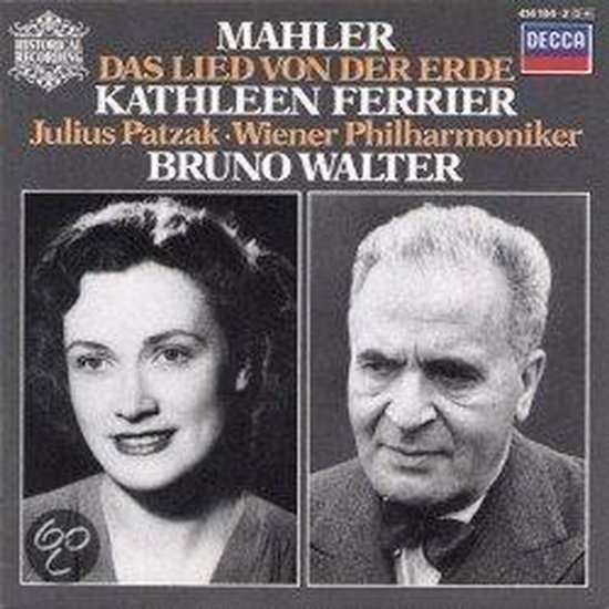 Albumhoes met portretten van Kathleen Ferrier en Bruno Walter. Tekst: Mahler, Das Lied von der Erde, Decca.