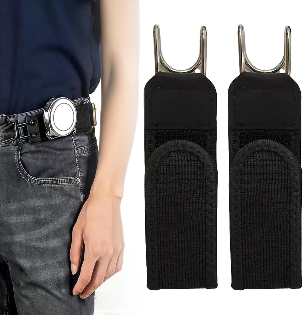 Elastische riem zonder gesp voor heren en dames, ideaal voor jeans en casual broeken, 2 stuks