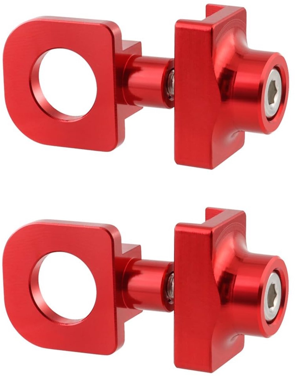 Fiets Ketting Spanner Regulator van Aluminium voor BMX en Fixie Fietsen - Set van 2, Rood, Duurzaam en Lichtgewicht