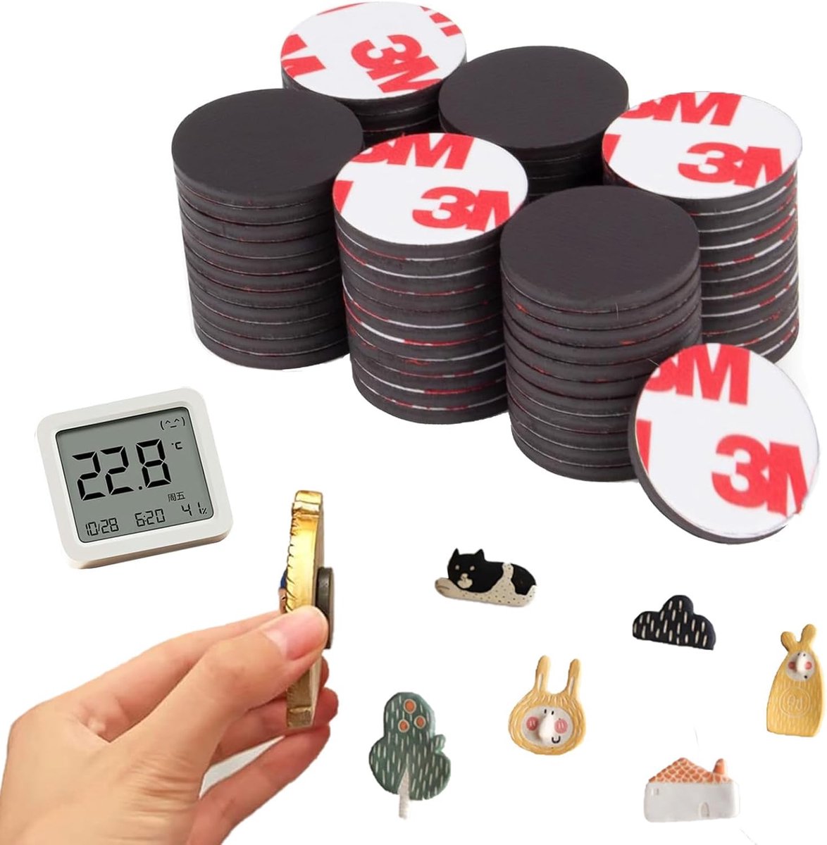 SnelShoppen - 26 Stuks Magnetische Hechtingsplaten Magnetische Hechtingspads Sterke Magneten Rond 20mm voor Koelkast, Bord, Creatief Gebruik