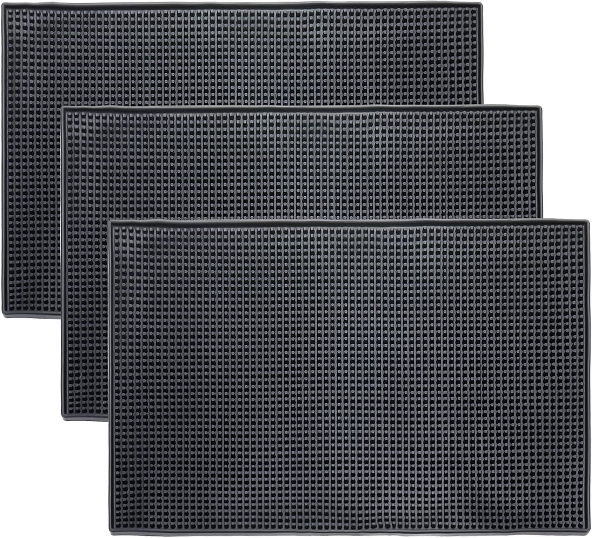 SnelShoppen - Rubber Overloopmat Set van 3, Waterdicht, Zwart, Antislip Rubber Barmat, Hygiëne en Veiligheid voor Keuken, Restaurant, KTV, Cafés (45x3
