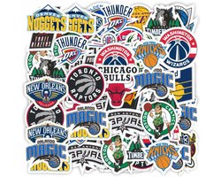 SnelShoppen - Pack van 60 NBA Stickers, Sport Stickers voor Basketbal, DIY Luggage & Cup Decoratie, Persoonlijke Graffiti Stickers, Duurzaam PVC, Kleu