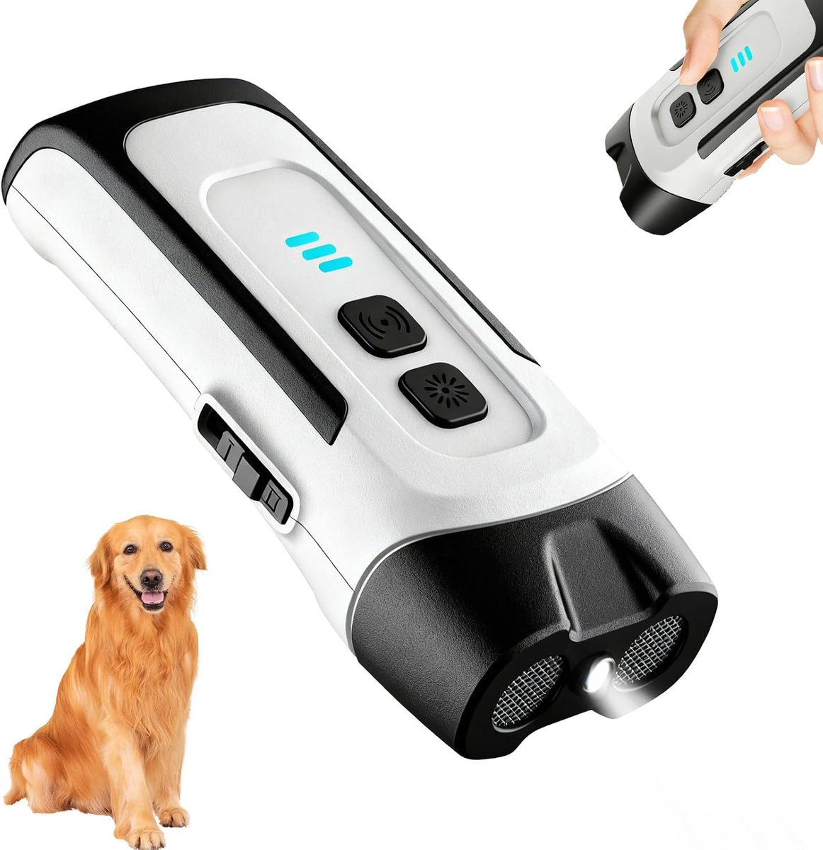 SnelShoppen - Ultrasonic Anti-Barking Device voor Honden - Handheld Stopper met Strobe Torch - 2 Modi LED Functie voor Kleine en Grote Honden - Effect