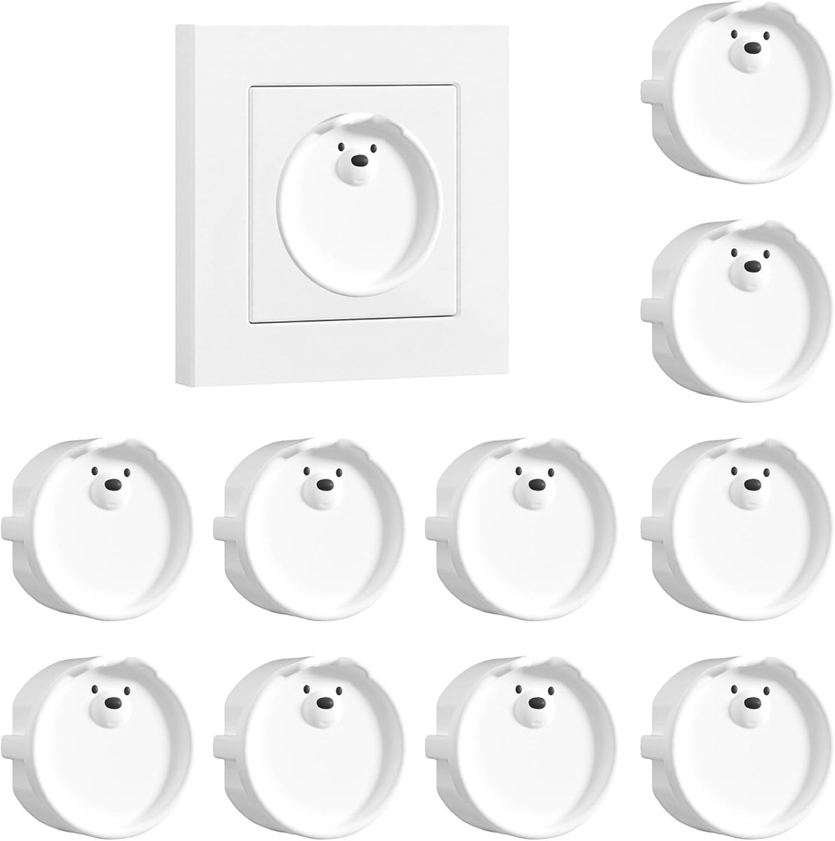 SnelShoppen - Pack van 10 F Socket Covers, Silicone Stopcontact Bescherming, Decoratieve Covers, Stof- en Spatwaterdicht, Wit, Voor Keuken en Wasruimt