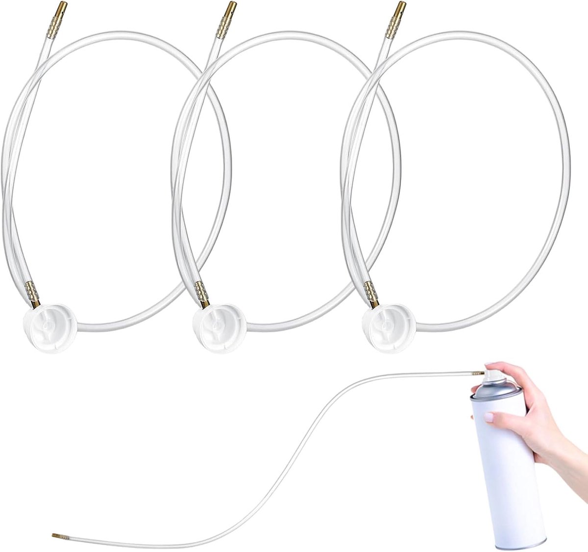 SnelShoppen - 3-Delige Spray Extension Kit, 60 cm Spraybuis met 360-Graden Spuitmond voor Spuitbussen en Verfaccessoires, Duurzaam PP en Metaal