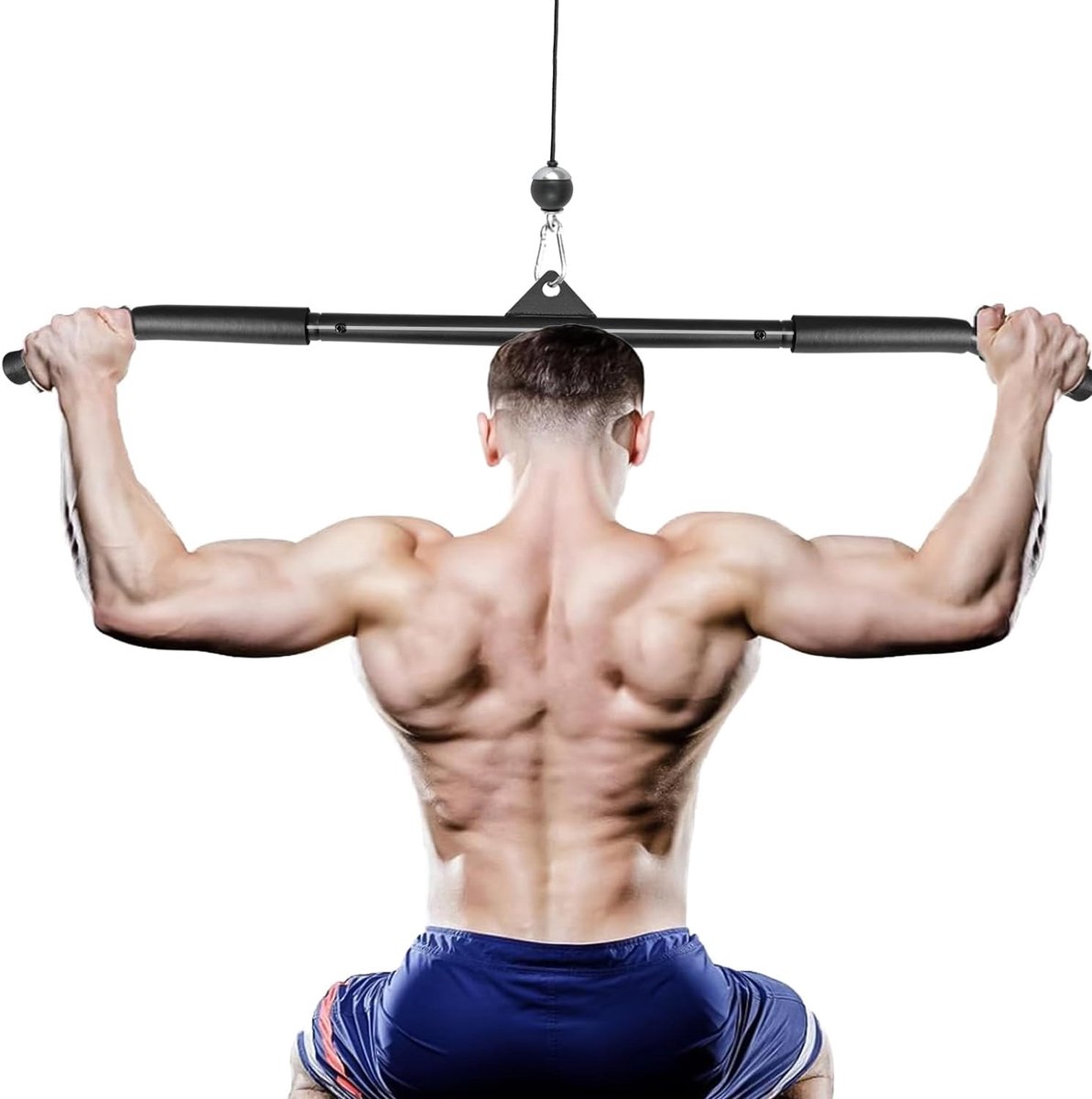 SnelShoppen - Taeku Lat Pulldown Bar, DIY Kabelmachine Pull Rod, Bicep Bar met Handvatten, Sterke Trainingsaccessoires, Staal, Zwart, Voor Fitness en