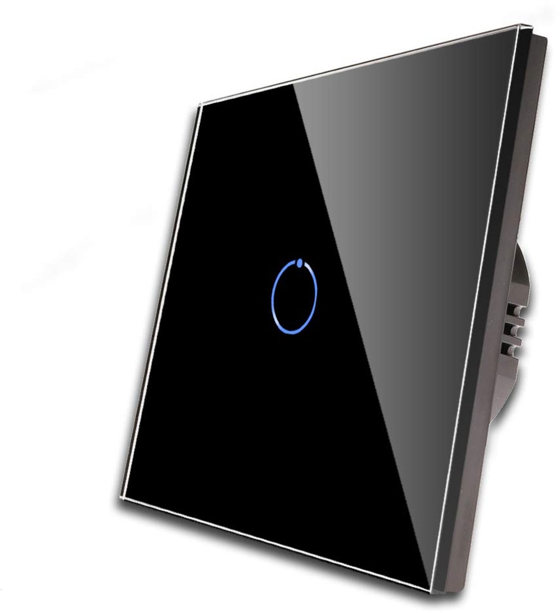 SnelShoppen - Tempered Glass Touch Light Switch Zwart, LED Display, 1-gang 1-pole, Geen Neutral Draad Vereist, AC 110-240V, 500W/Fold