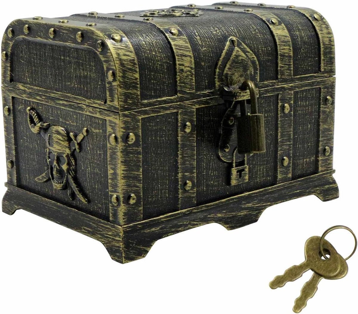 SnelShoppen - Piraten Schatkist Mini Vintage Piratenkist voor Feesten - Duurzaam Plastic, Inclusief Slot en Sleutels, Ideaal voor Piratenpartijen, Kin