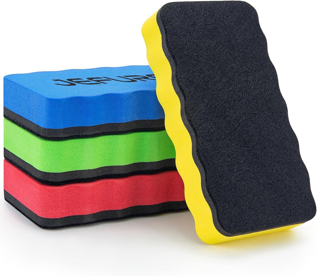 SnelShoppen - Magnetische Wisser Set van 4 Stuks in Blauw, Groen, Rood en Geel - Ideaal voor Whiteboards en Glazen Oppervlakken - EVA Foam en Microfib