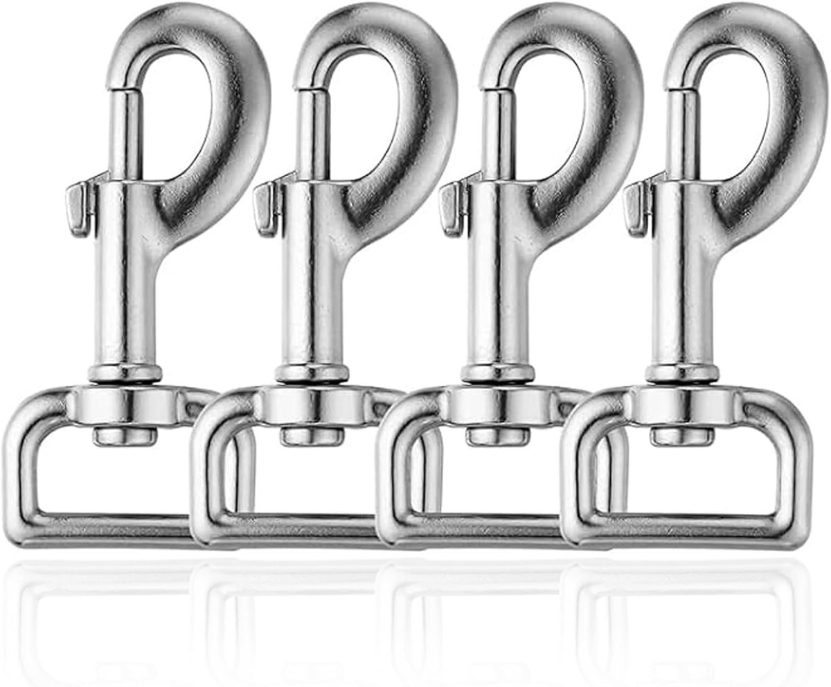 SnelShoppen - 4pcs Carabiner met Swivel Joint, Zilveren Haak, Duurzaam & Multifunctioneel voor Hondenriem, Rugzak, Tuin & Kamperen