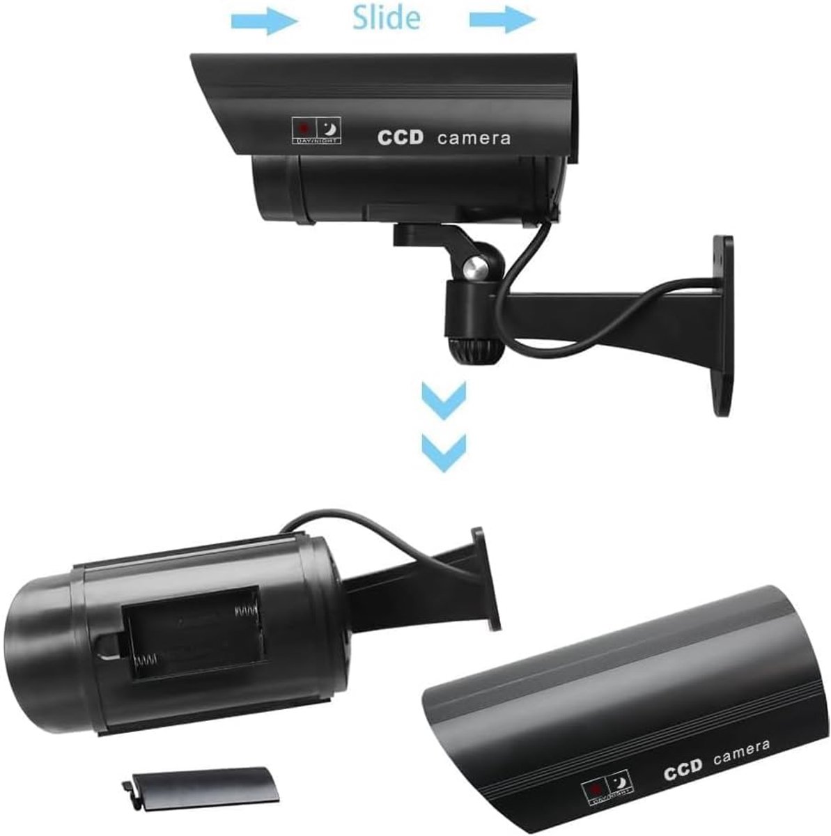 SnelShoppen - 4x Fake Camera Dummy Beveiligingscamera met Flikkerende LED Licht - Realistische CCTV Camera voor Diefstalpreventie - Eenvoudige Install