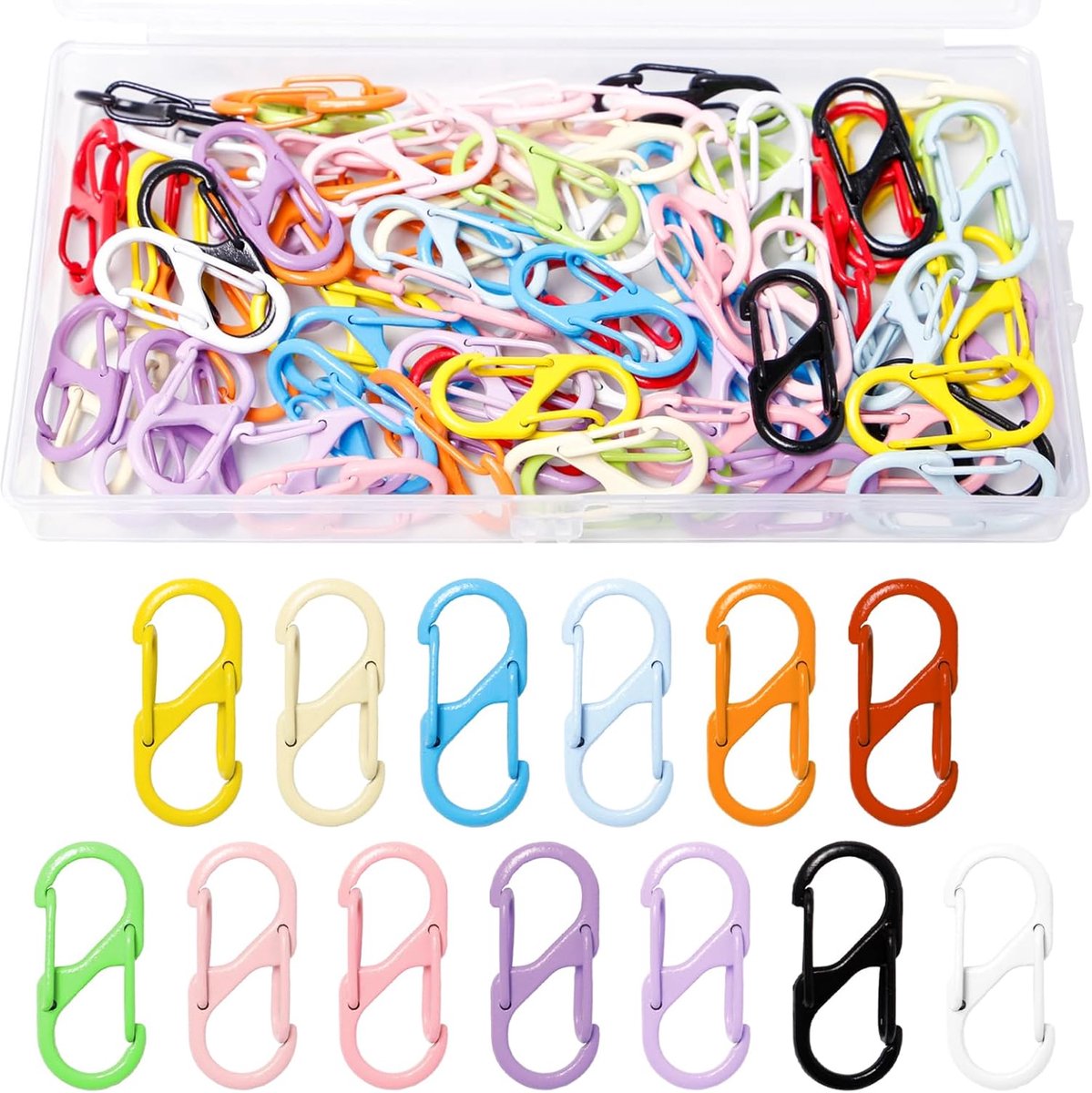 SnelShoppen - 78Pcs Mini S Carabiner Clips 30mm - Kleurige Dubbele Ring S-Vormige Carabiners voor Sleutelhangers, Handtassen, Handwerk - 13 Kleuren