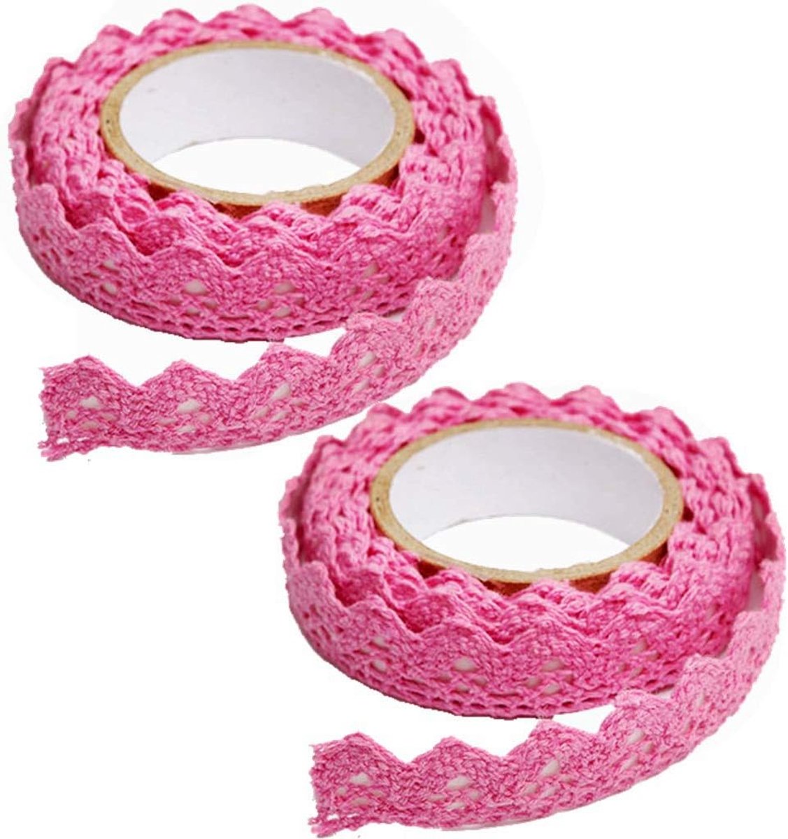 SnelShoppen - 2 Rollen Zelfklevende Kantenband Vintage Kanten Ribbons voor Creatieve Decoraties, DIY Cadeau Ribbons, Scrapbook, Tafelversiering, 1.5 c