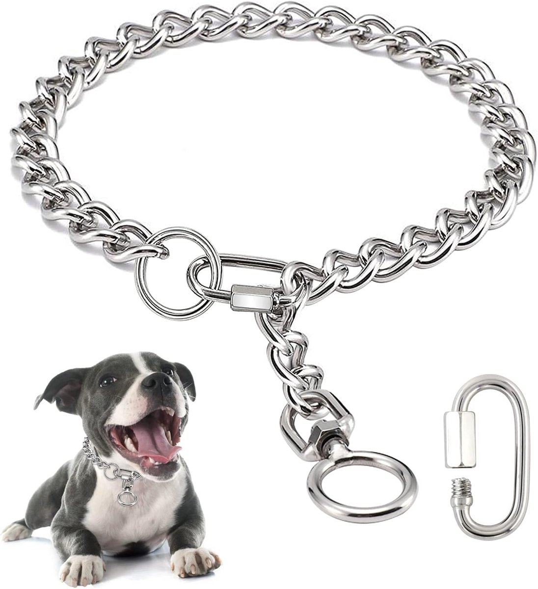 SnelShoppen - RVS Honden Halsband - Sterke Kettinghalsband voor Kleine, Middelgrote en Grote Honden - Duurzaam, Roestvrij, Professioneel Training en W