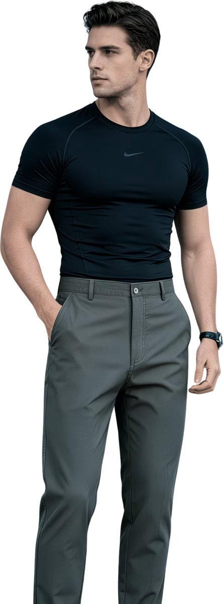 Currero Pantalon Heren Chino Regular Fit Golfbroek Nette Broek Elastische Tailleband Volwassenen Leger 4XL Militair Groen1