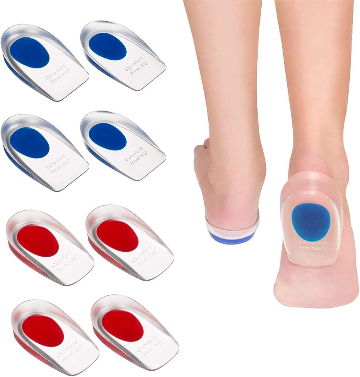Siliconen hielkussens voor verlichting van hielpijn en achillespeesblessures - Orthopedische gel pads voor plantaire fasciitis, 4 paar