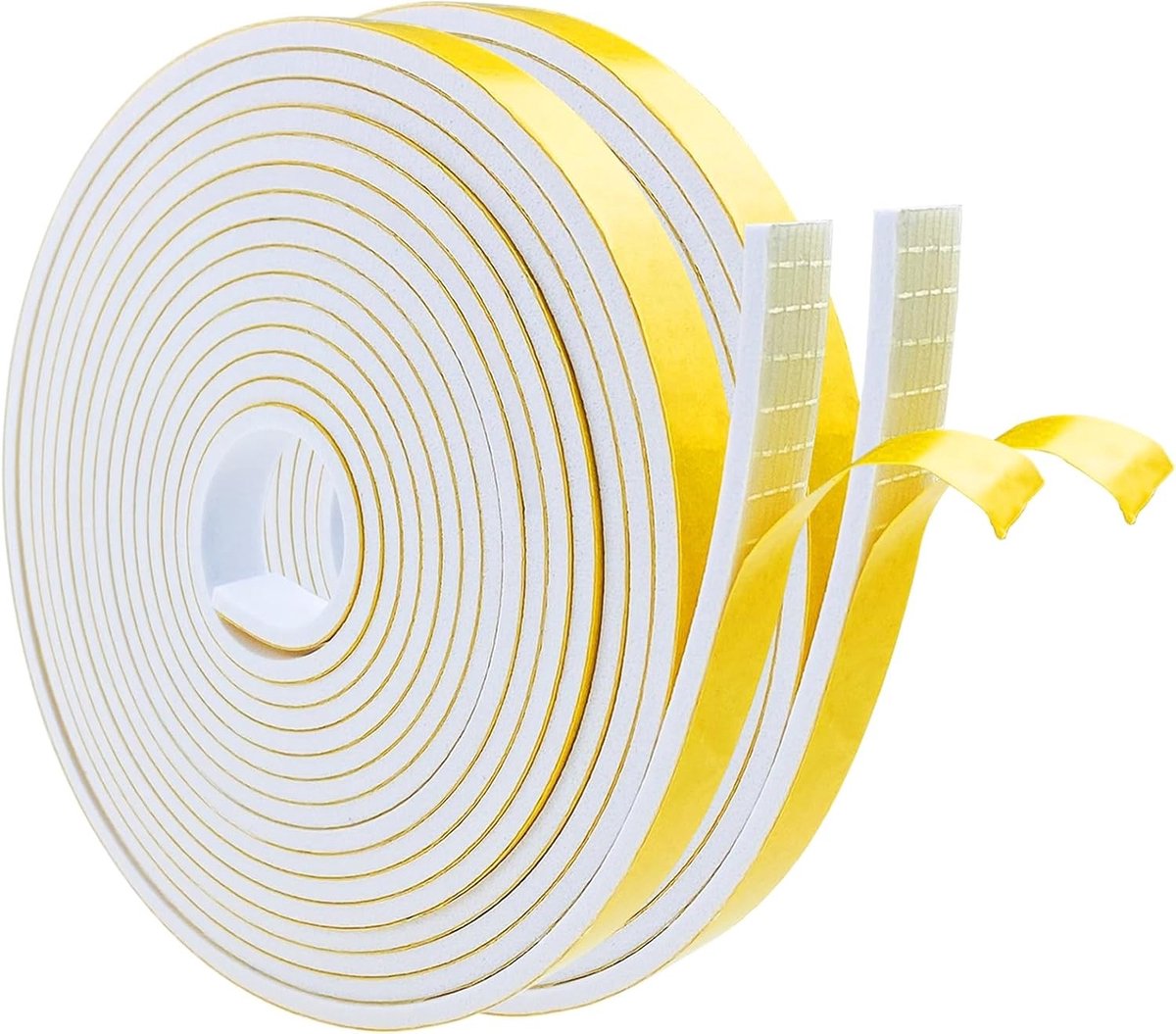 Zelfklevende Schuimafdichtingstape voor Deuren en Ramen, Weerbestendig en Geluidsisolatie, 5 m x 2 Rollen, Wit, 10 mm x 3 mm, Ideaal voor Kieren en Slechte Isolatie