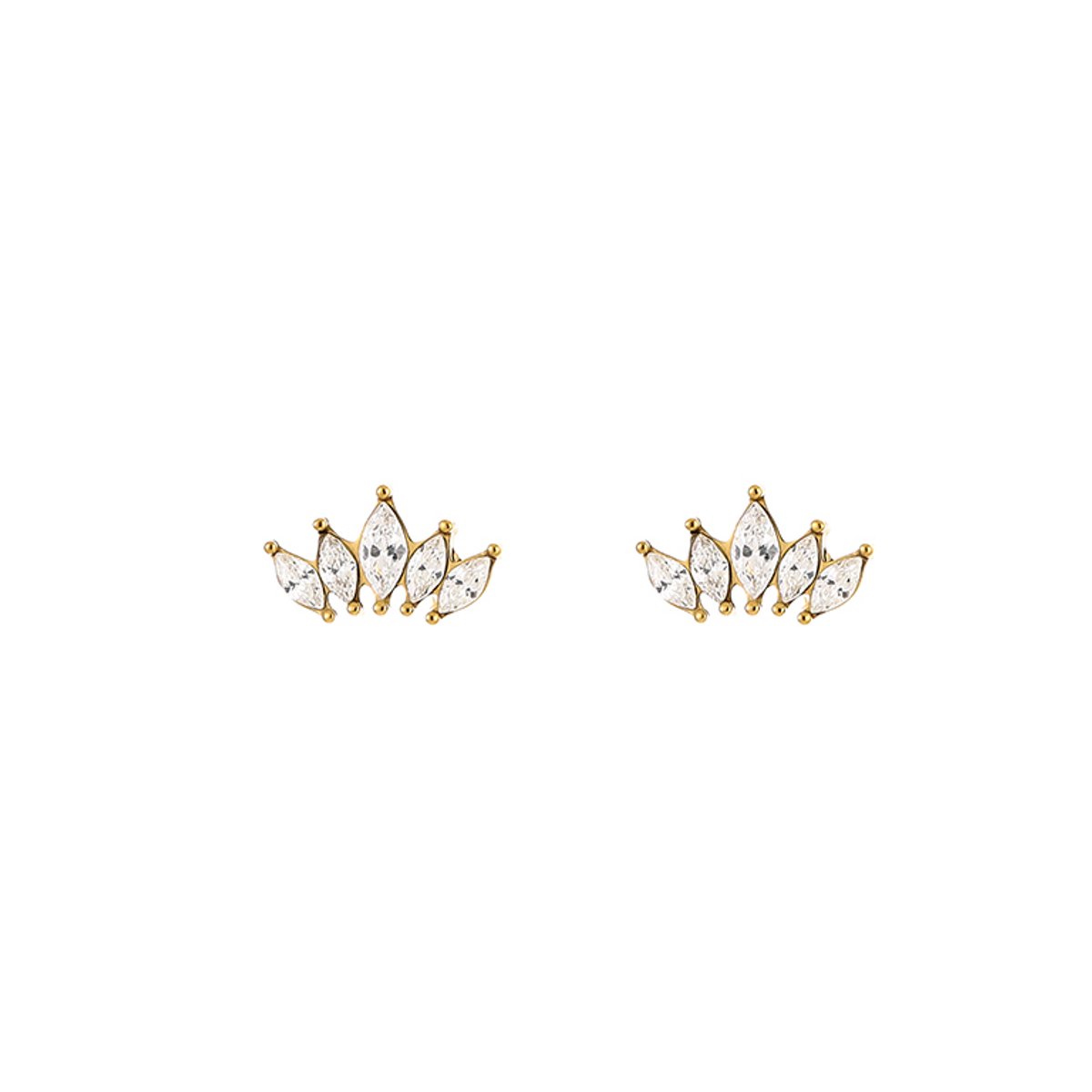 Stainless Steel Marquise Zirkonia Lotus Studs – Luxe Minimalistische Oorknopjes – RVS