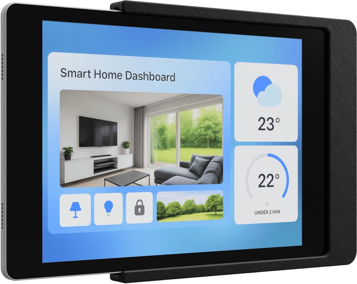 SnelShoppen - Tablet Wandmontage voor iPad 7/8/9 Generatie (10.2 inch, 2019-2021) - Perfecte Pasvorm & Platte Slide-in Houder - Inclusief Kabelbeheer