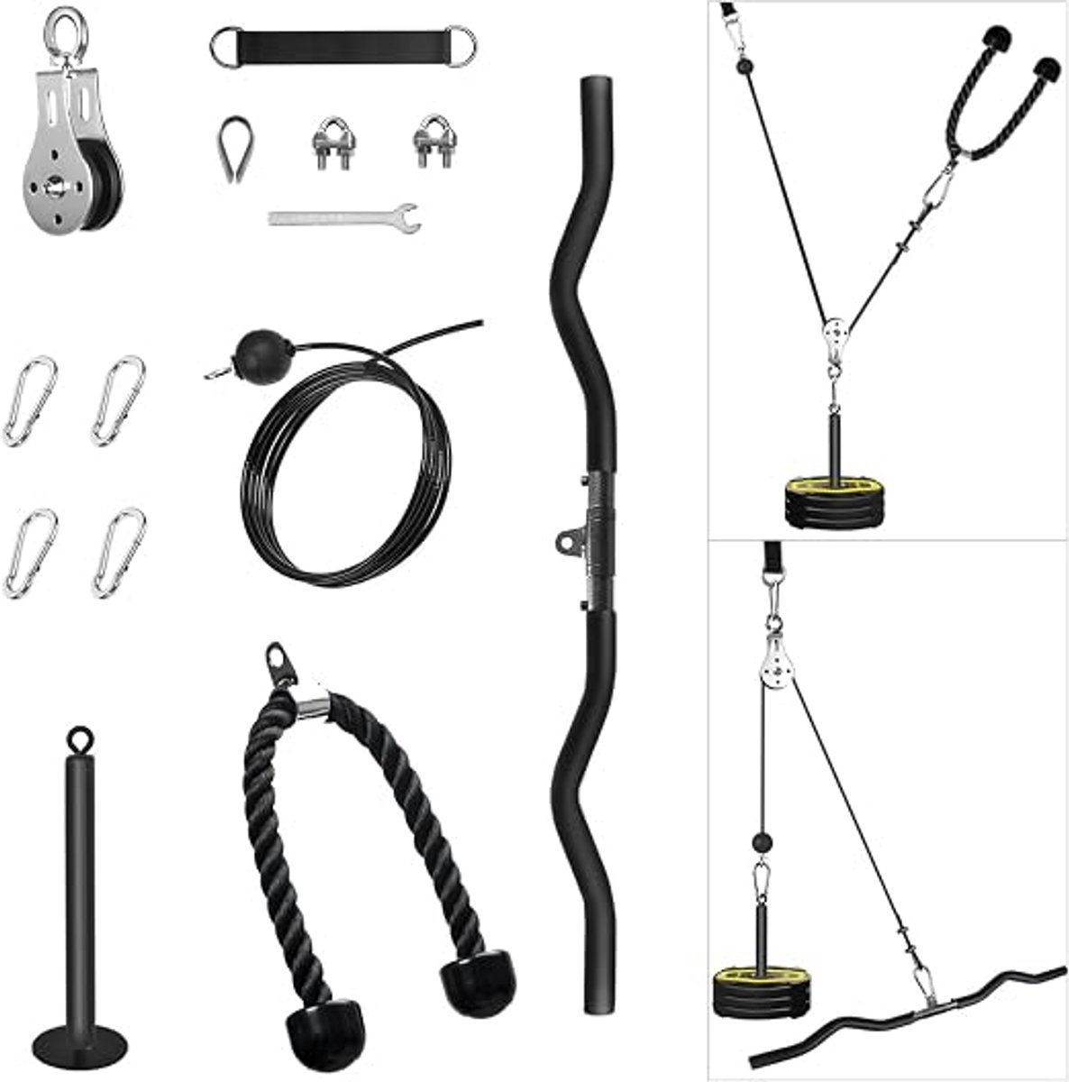 Fitness Cable Lat Pulley Systeem - DIY Home Gym Katrolsysteem Voor Krachttraining - Kabeltrainer Voor Lat Pulldowns, Biceps Curls, Triceps Extensions En Spieropbouw - Compact Fitnessapparaat Voor Thuistraining