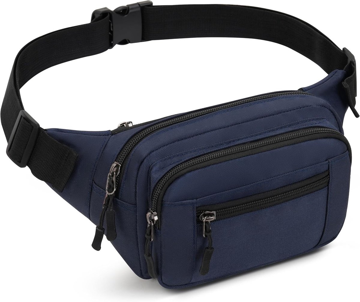 Waterdichte Heuptas voor Dames en Heren - Verstelbare Fanny Pack met Meerdere Vakjes voor Reizen, Wandelen en Fietsen - Ideaal voor Camping en Honduitlaatdiensten, Blauw