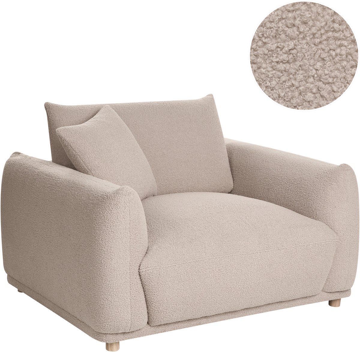 JUBEK - Fauteuil - Beige - Bouclé