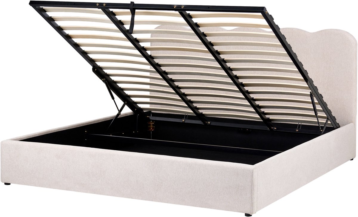 NANTERRE - Bed met opbergruimte - Lichtbeige - 180 x 200 cm - Stof