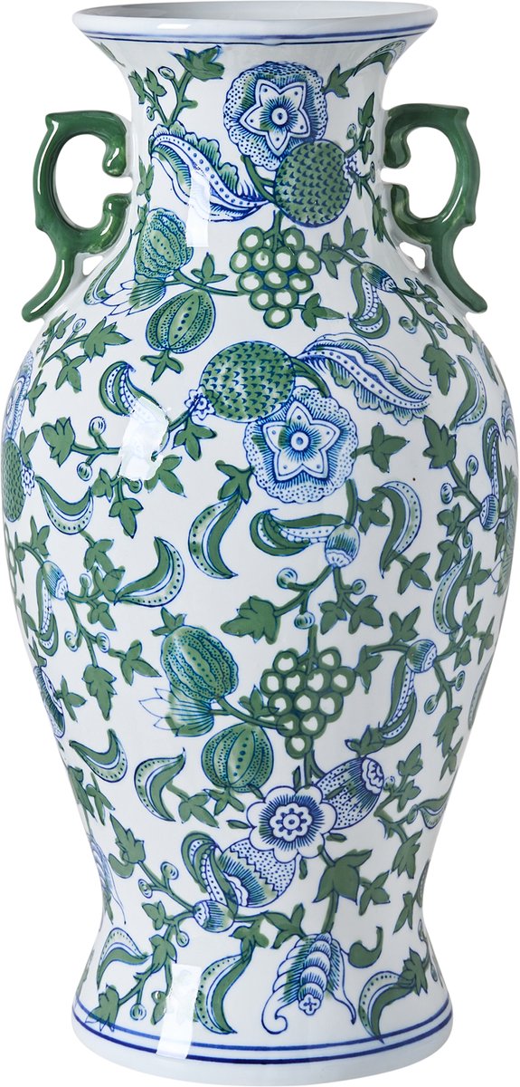 SEGOWIA - Bloemenvaas - Wit/Blauw - Porselein