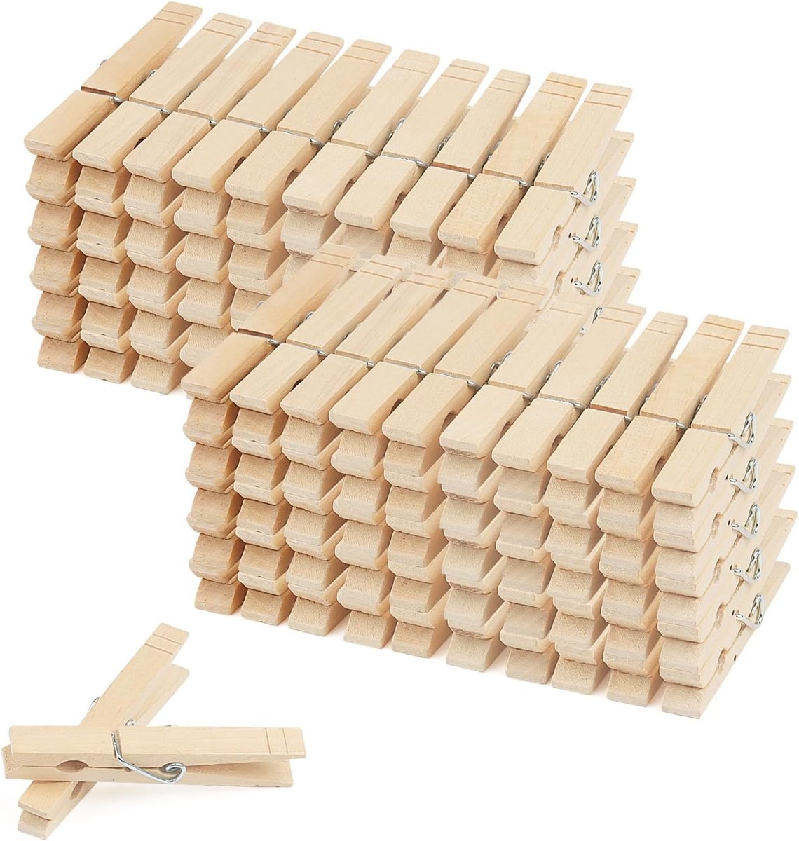 100 Stuks Houten Wasknijpers van 8.5 cm, Ideaal voor Kleding, Foto's en Creatieve Projecten