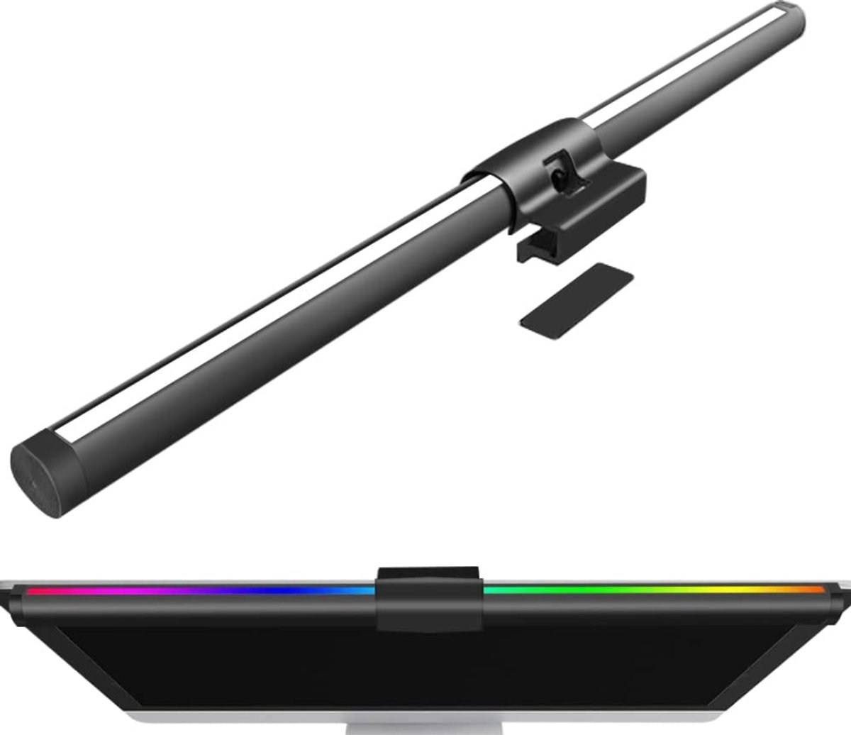 Ploutos® Monitorlamp - LED Monitorlamp Met Dubbele Verlichting - LED Monitorlamp - Zwart - 44cm x 2cm x 2cm