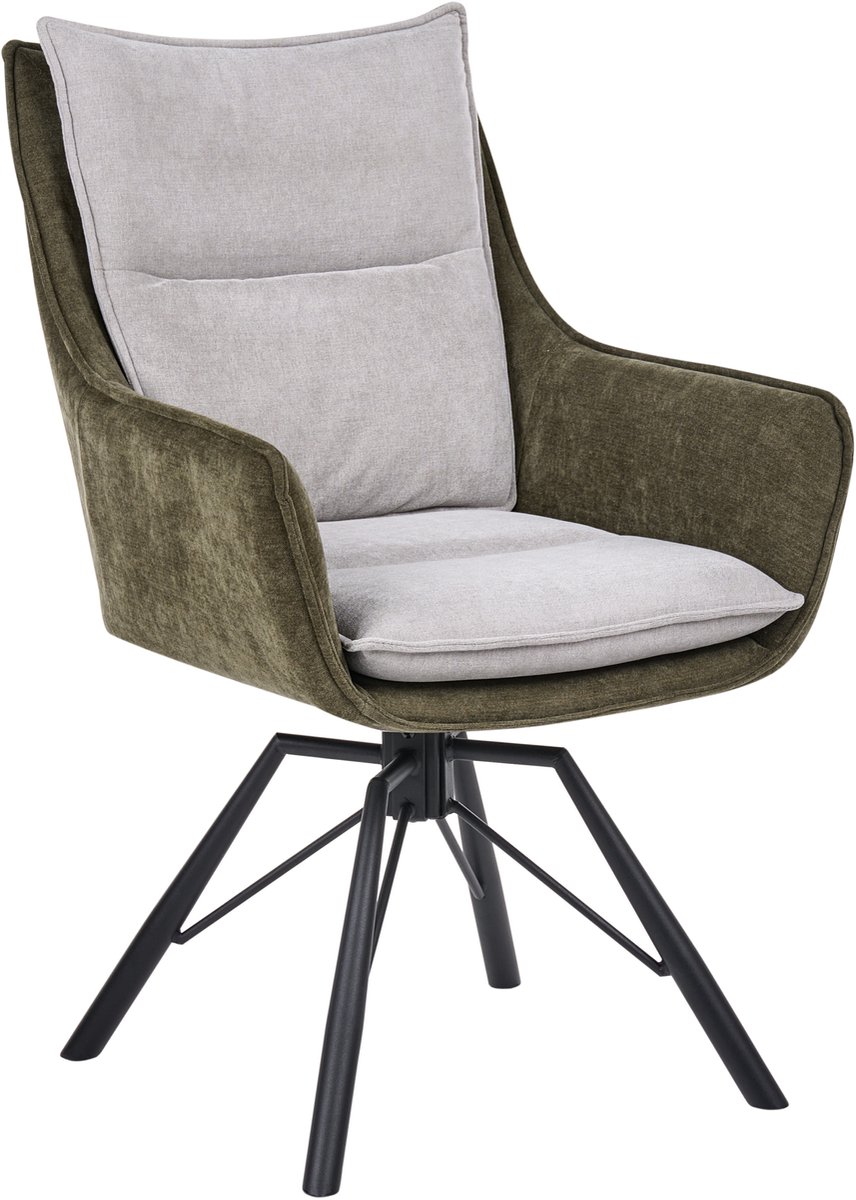 ANNEBERG - Fauteuil - Donkergroen/Lichtgrijs - Chenille