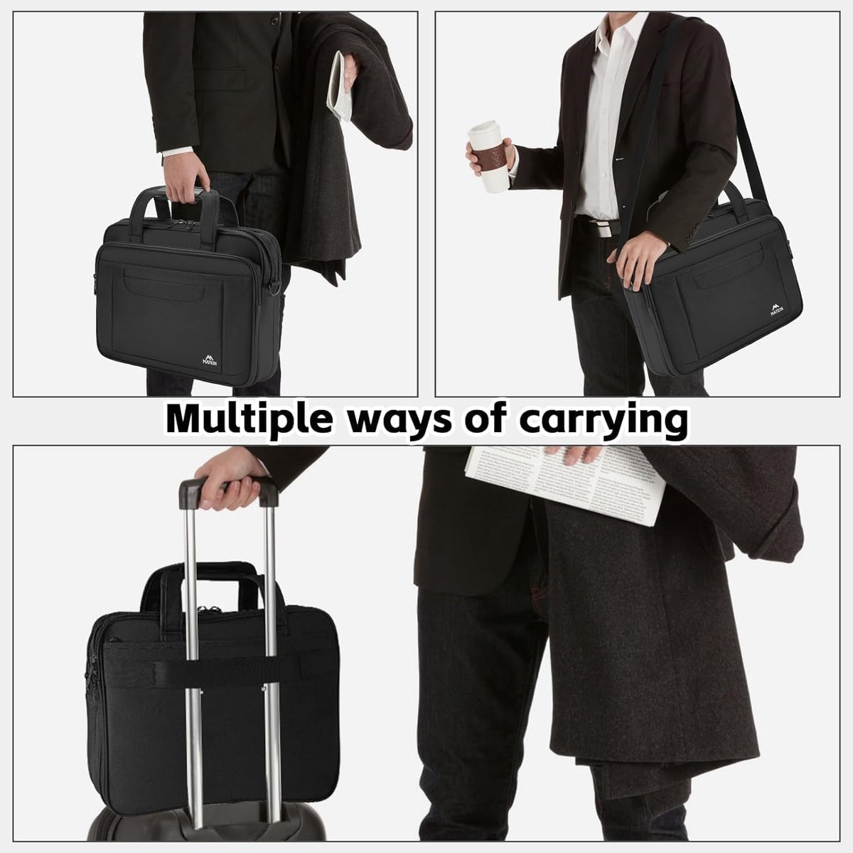 SnelShoppen - Waterdichte Laptoptas 15-16 inch, Laptop Rugzak met Meerdere Vakken, Draagbare Schoudertas voor School, Werk en Reizen, Zwart, Gewatteer