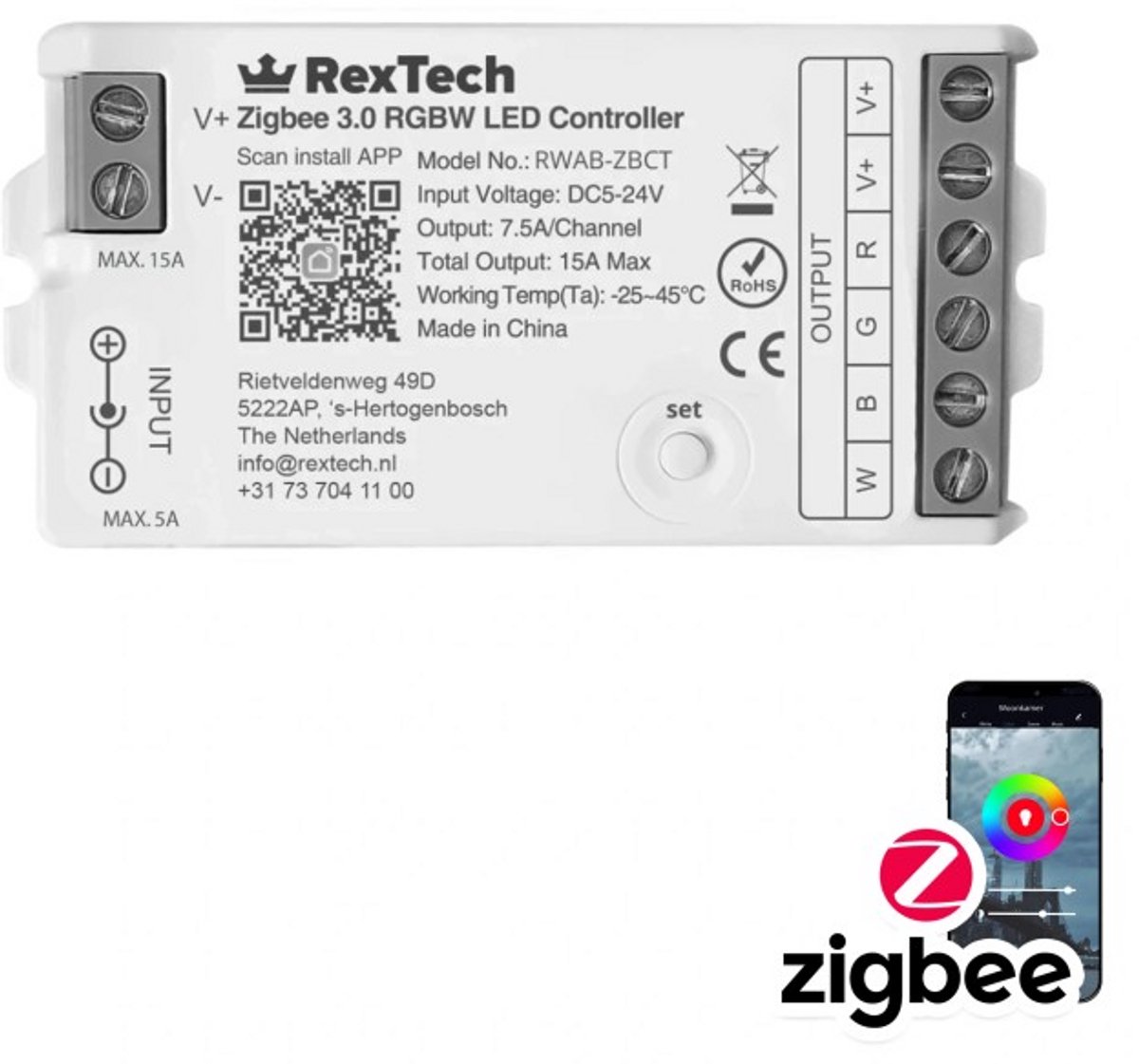 Losse Zigbee controller - White and color ambiance - Werkt met de bekende verlichting apps