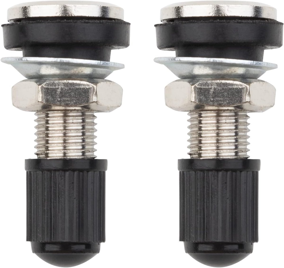 SnelShoppen - 2 Stuks Auto/Motor Ventielen met Stofkappen - Tubeless Ventielen van Hoogwaardig Metaal - Duurzaam en Weerbestendig - 380 kPa Max Druk