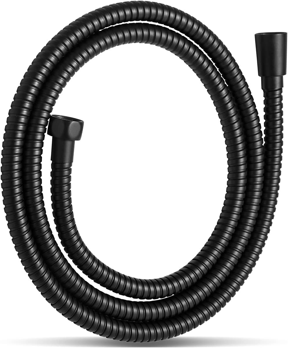 SnelShoppen - 2 Meter Douche Slang met Draaibare Aansluiting, RVS Douche Slang, Hoge Druk Vervanging, Mat Zwart, Tangle-Free, Voor Badkamer en Douche