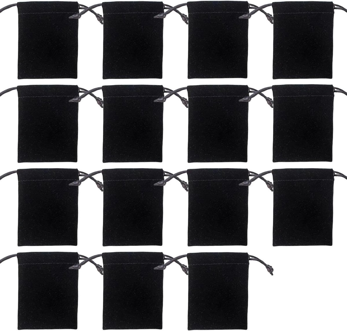 SnelShoppen - 15Pcs Klein Zwart Fluwelen Trekkoord Tas voor Sieraden, Ringen, Kettingen, Geschenkverpakking, Mini Fluwelen Verpakking 7x9cm - Luxe en
