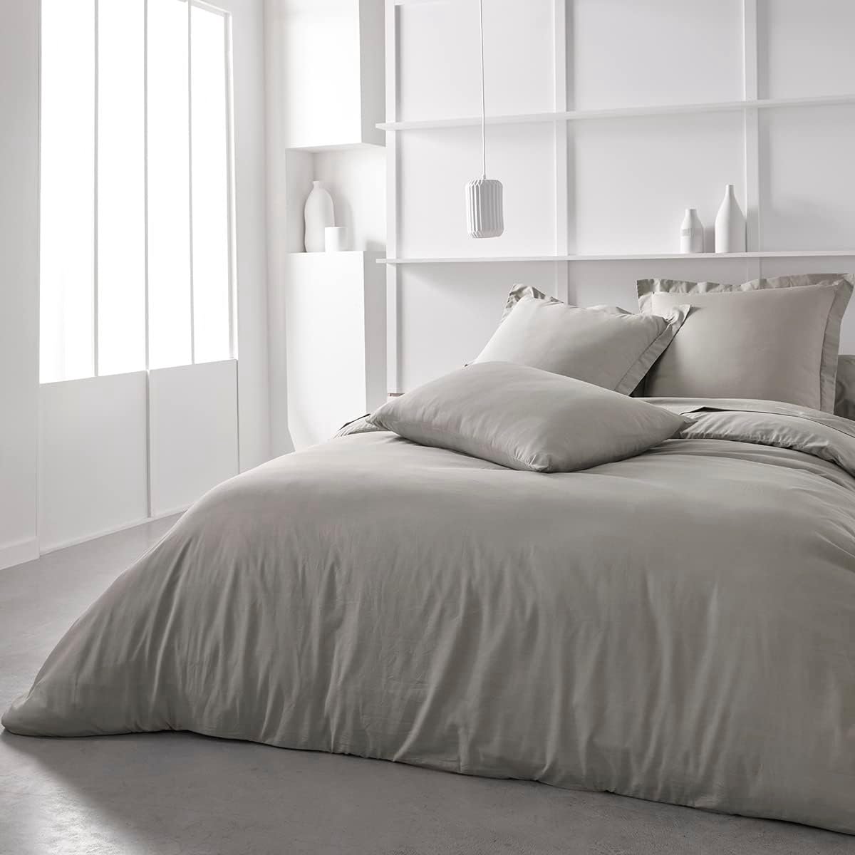 SnelShoppen - Fitted Sheet 140x190 cm - 100% Katoen - Effen Dunes - Machinewasbaar - Hoogte 23 cm - Duurzaam en Comfortabel Bedlaken voor Tweepersoons