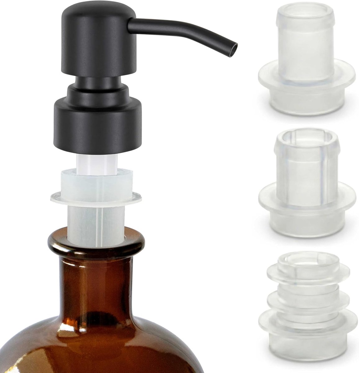 SnelShoppen - Upcycling Seifen Spender Pomp Set - Silicone Stopper Set in Drie Maten voor 1.8-2.2 cm Flessenhals - Duurzaam en Milieuvriendelijk