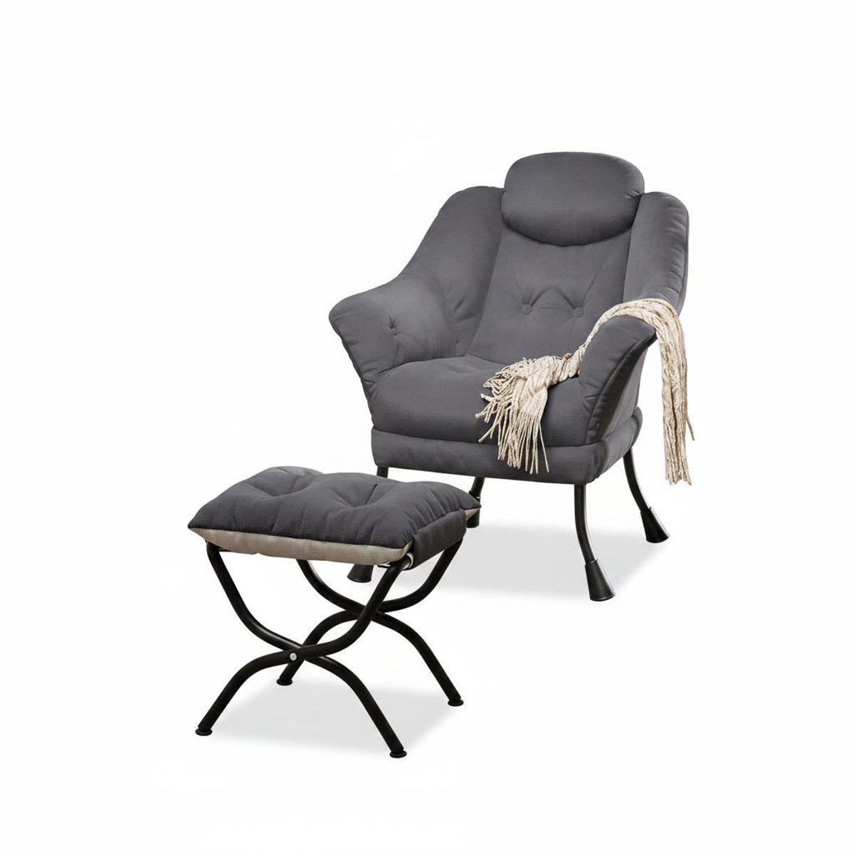 Triumpunpre Opvouwbare Vloerzitbank met IJzeren Frame - Luie Bank met Zachte Corduroy Bekleding - Grondstoel voor Woonkamer, Slaapkamer, Lezen & Gamen - 75x68x20 cm - Grijs